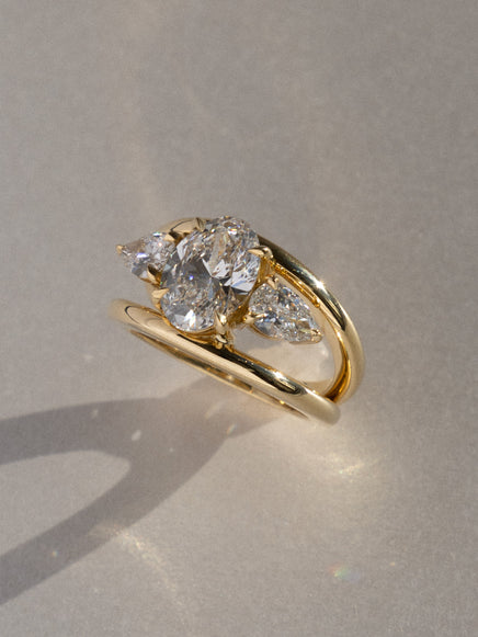 Oval Three-Stone Double Band Ring