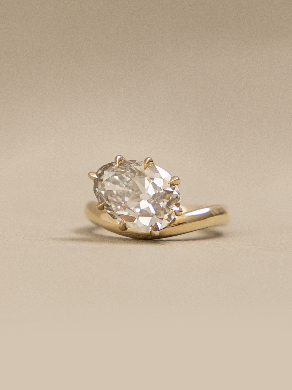 Pear Curved Solitaire Ring - View 