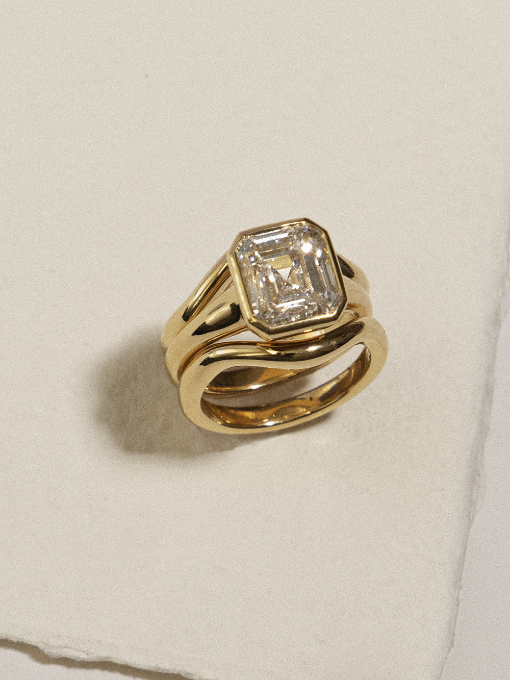 Bezel Asscher Solitaire Ring - View 