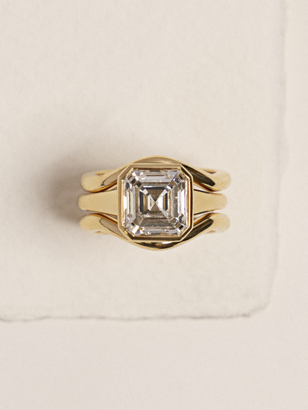Bezel Asscher Solitaire Ring