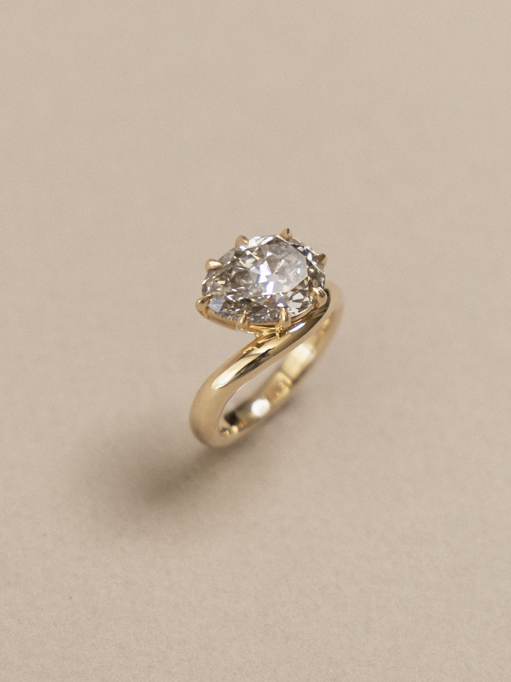 Pear Curved Solitaire Ring - View 