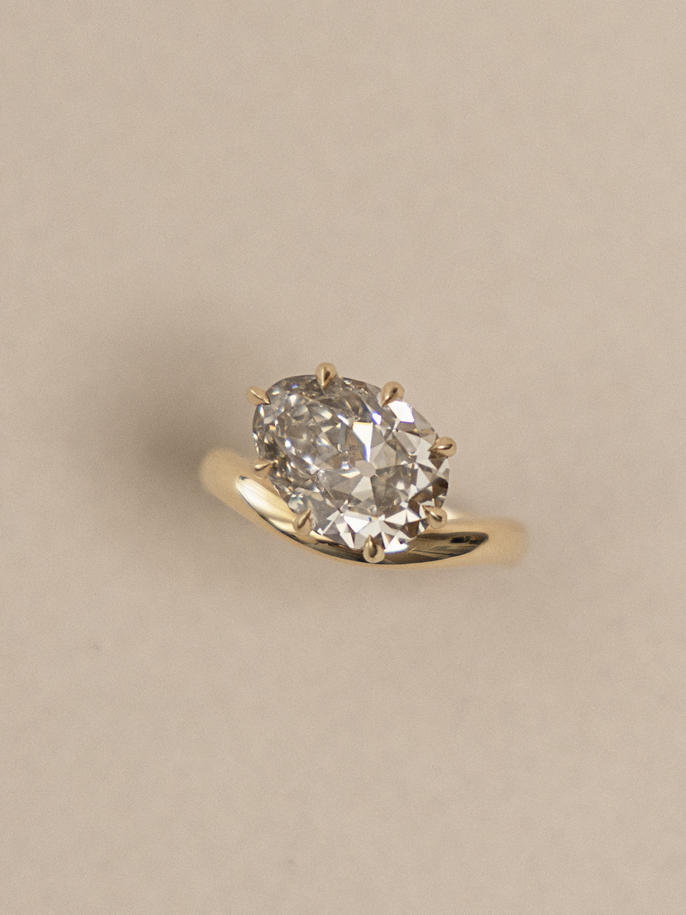 Pear Curved Solitaire Ring - View 