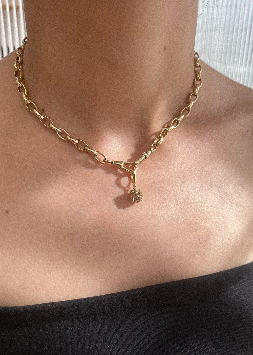 3.03ct Radiant Champagne Diamond Bespoke Pendant - View 