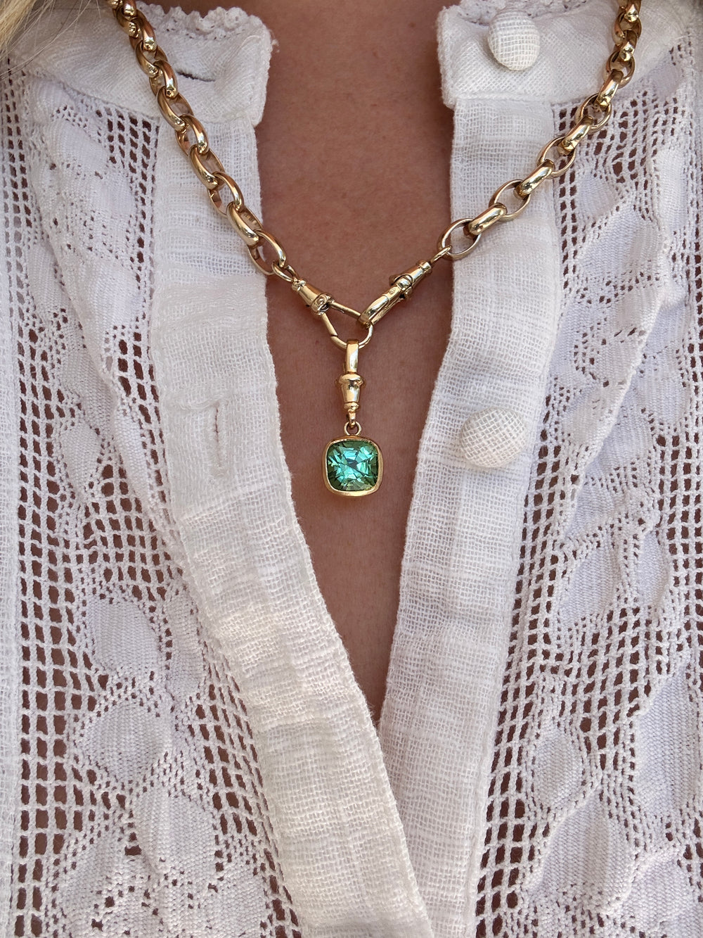 Cushion Tourmaline Bezel Pendant - View 