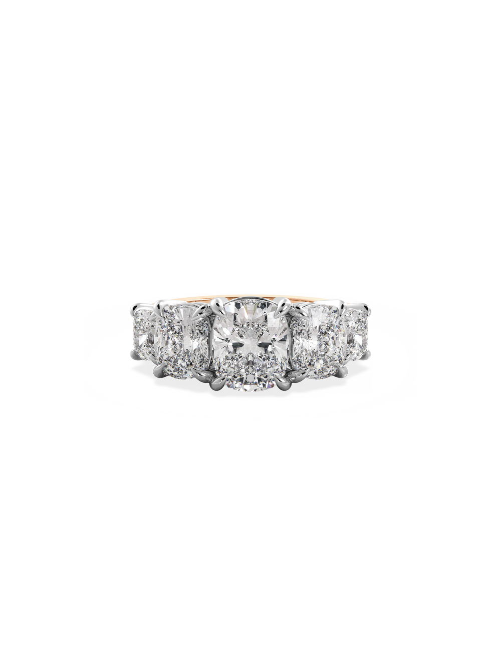 Elongated Cushion Signature Five-Stone Ring - View 