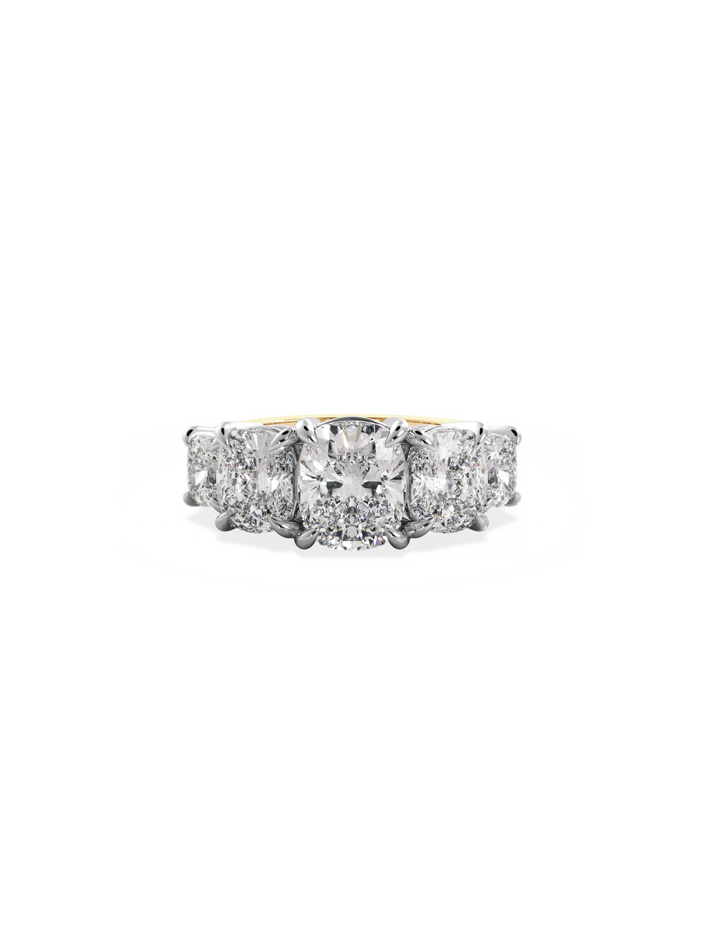 Elongated Cushion Signature Five-Stone Ring - View 