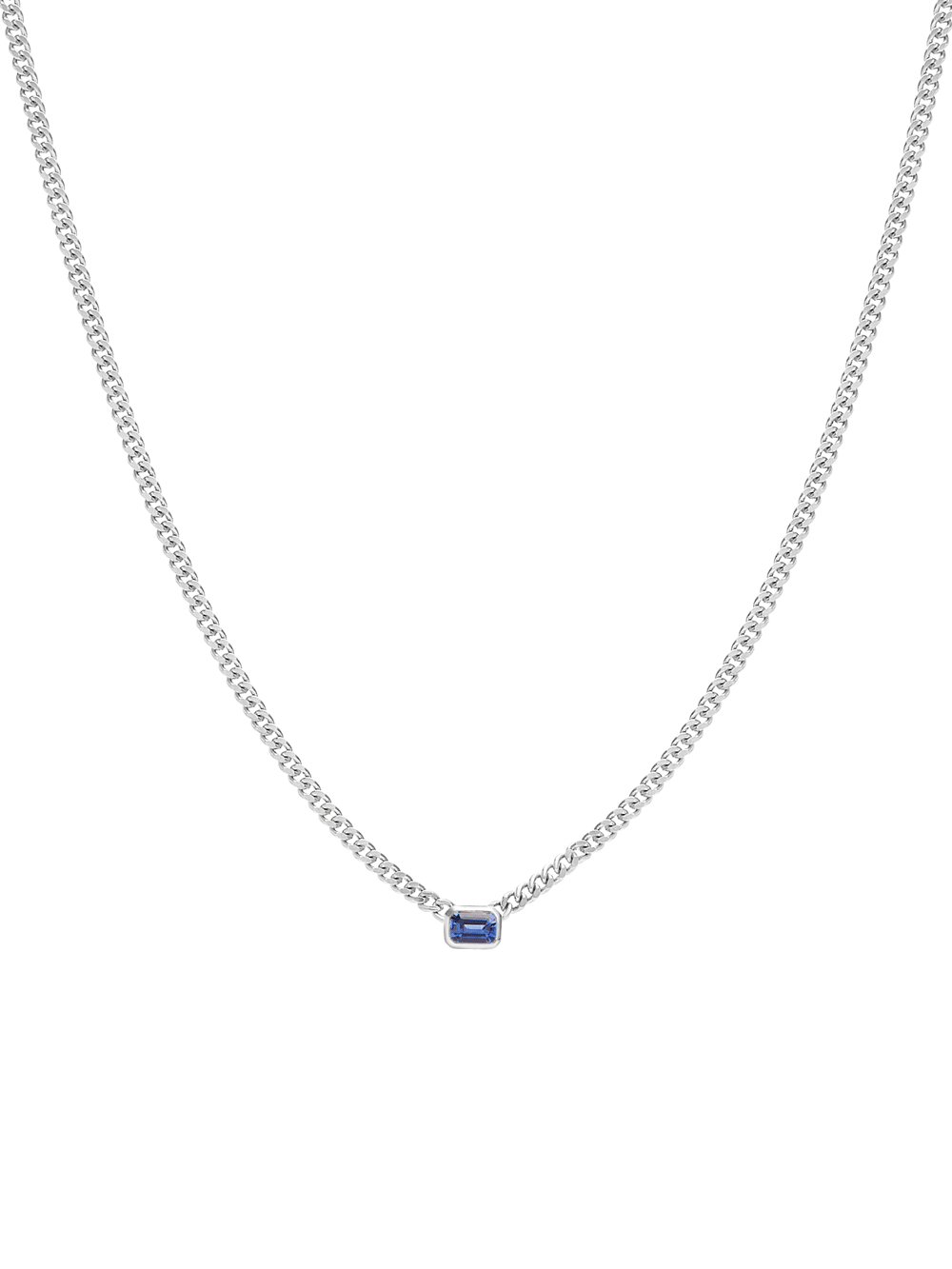 Emerald Curb Necklace - White Gold - View 