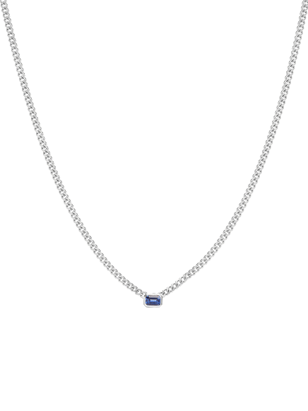 Emerald Curb Necklace - White Gold