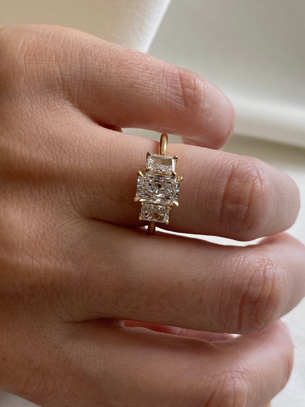 1.11ct Radiant Trilogy Ring - View 