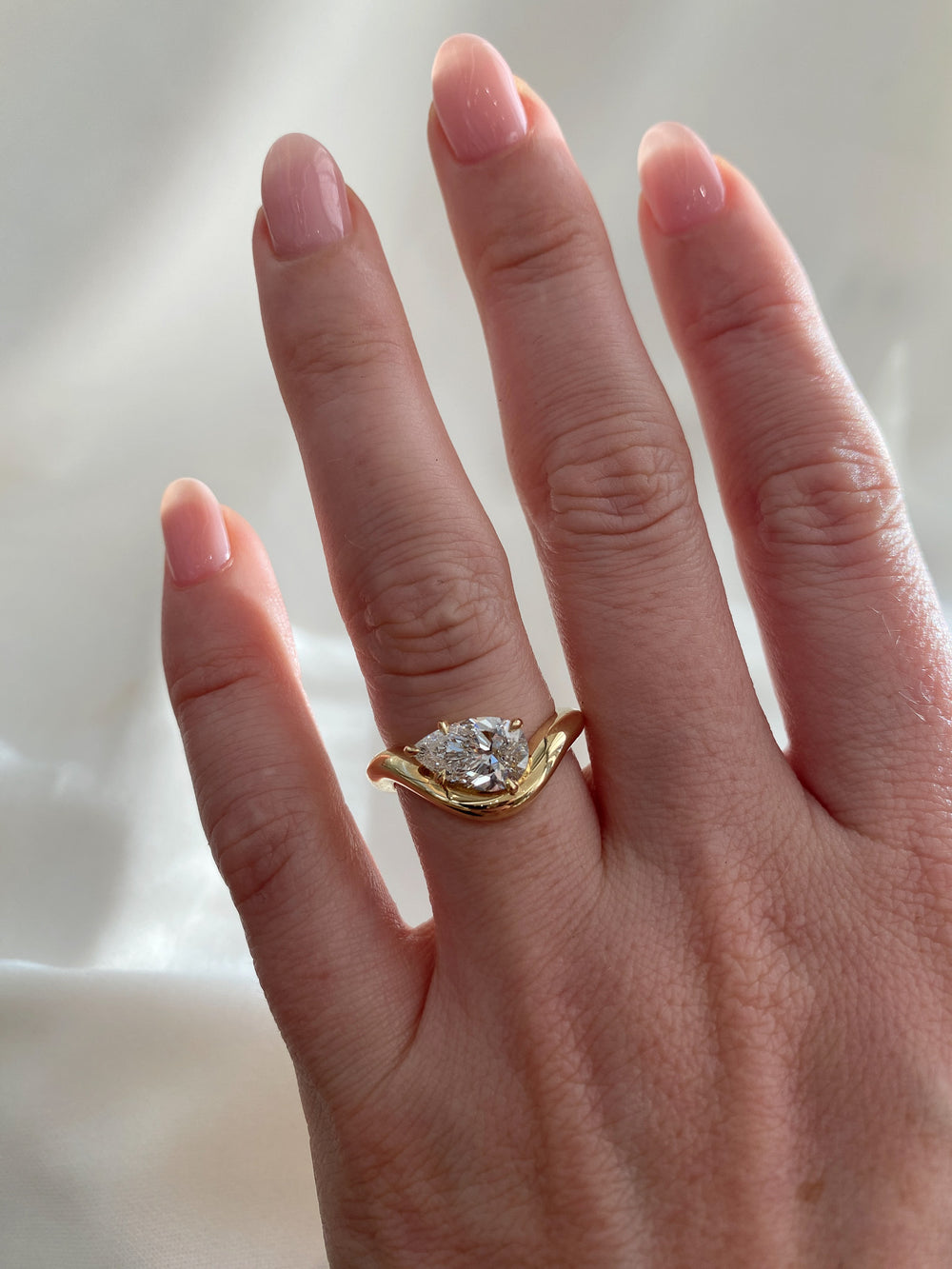 1.52ct Floating Pear Jean Contour Solitiare Ring - View 