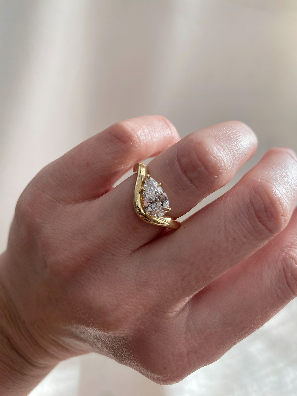1.52ct Floating Pear Jean Contour Solitiare Ring - View 