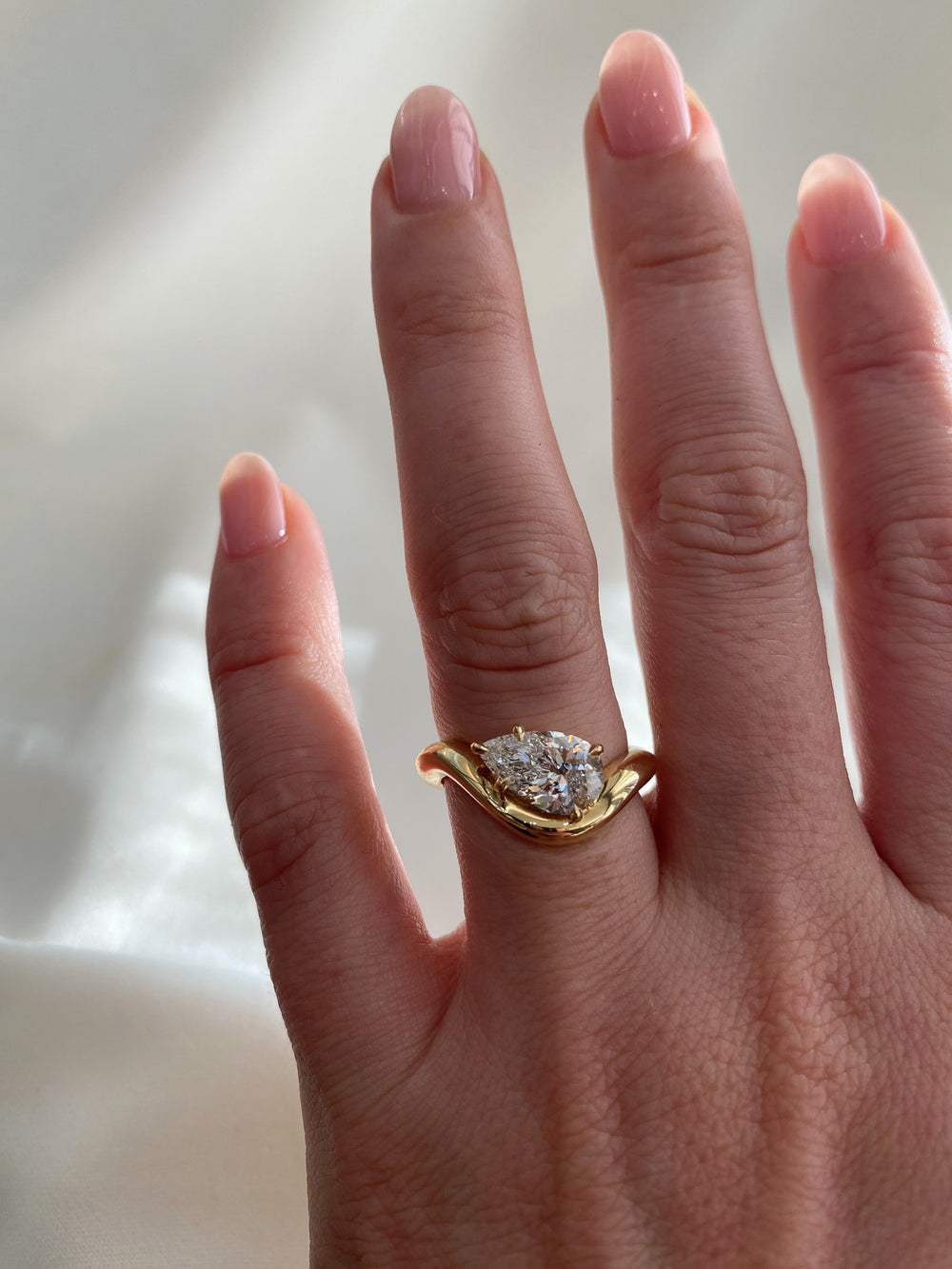 1.52ct Floating Pear Jean Contour Solitiare Ring - View 