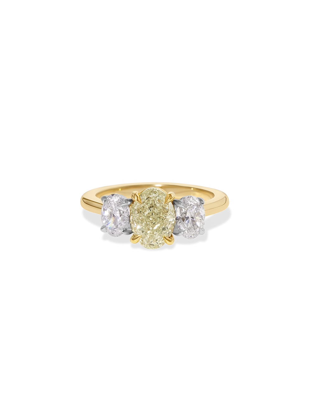 1.60ct Oval Yellow Trilogy Ring - View 