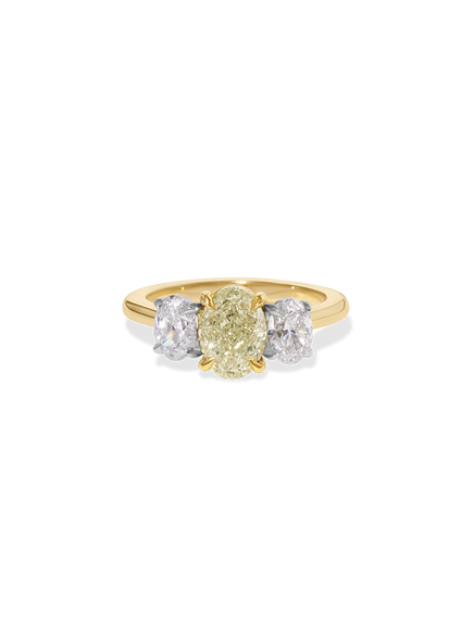 1.60ct Oval Yellow Trilogy Ring