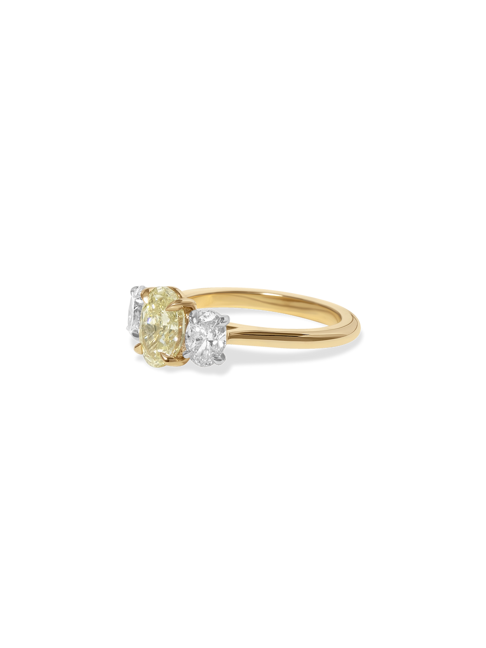 1.60ct Oval Yellow Trilogy Ring - View 