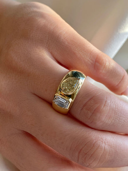 1.92cttw Emerald & Pear Ring