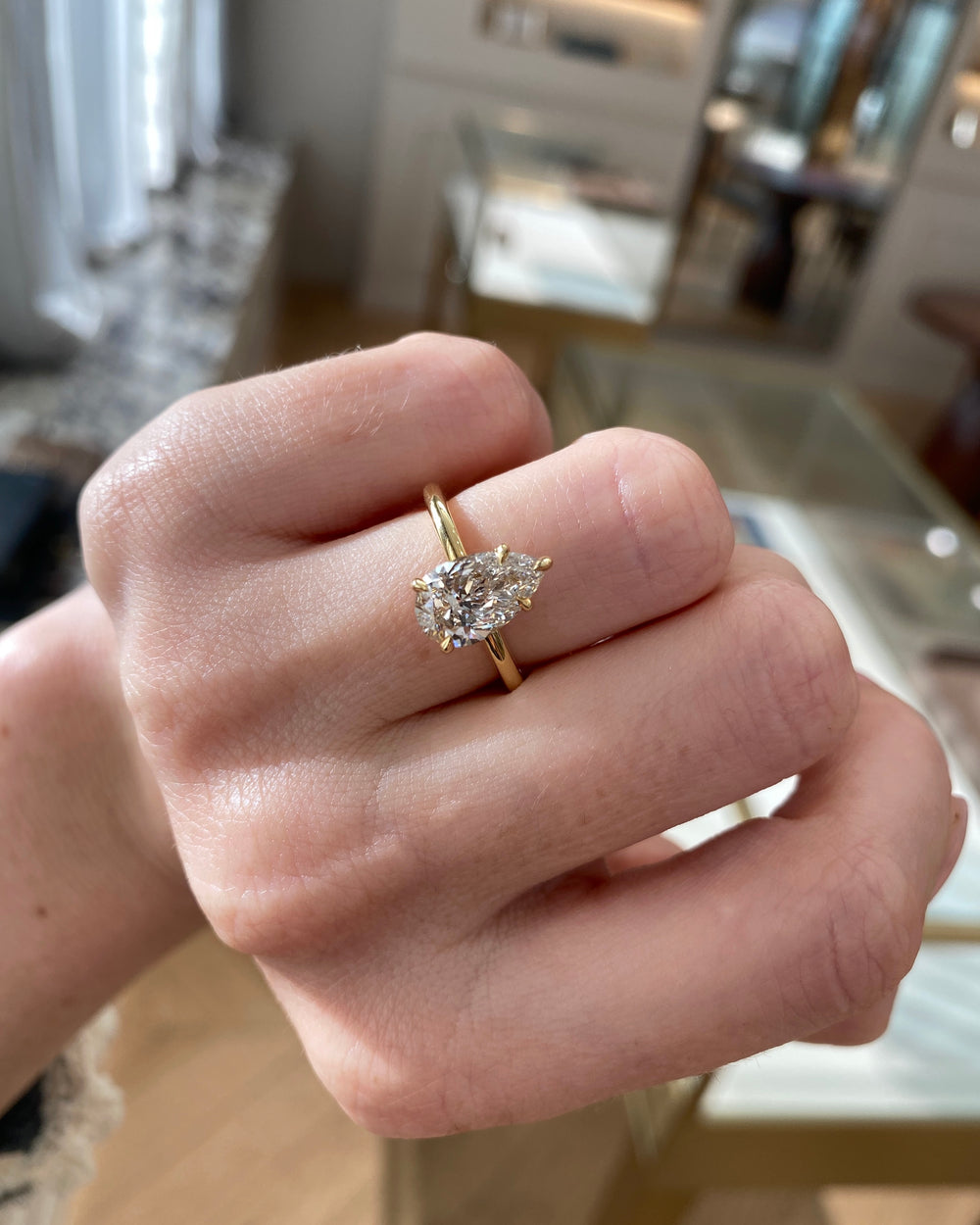 1.93ct Pear Champagne Ceremonial Solitaire Ring - View 