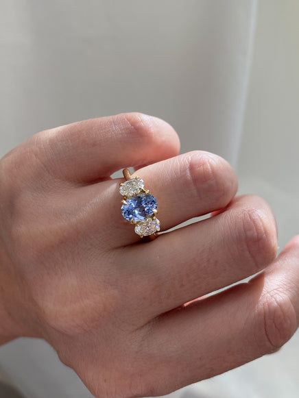 1.95ct Oval Sapphire Trilogy Ring