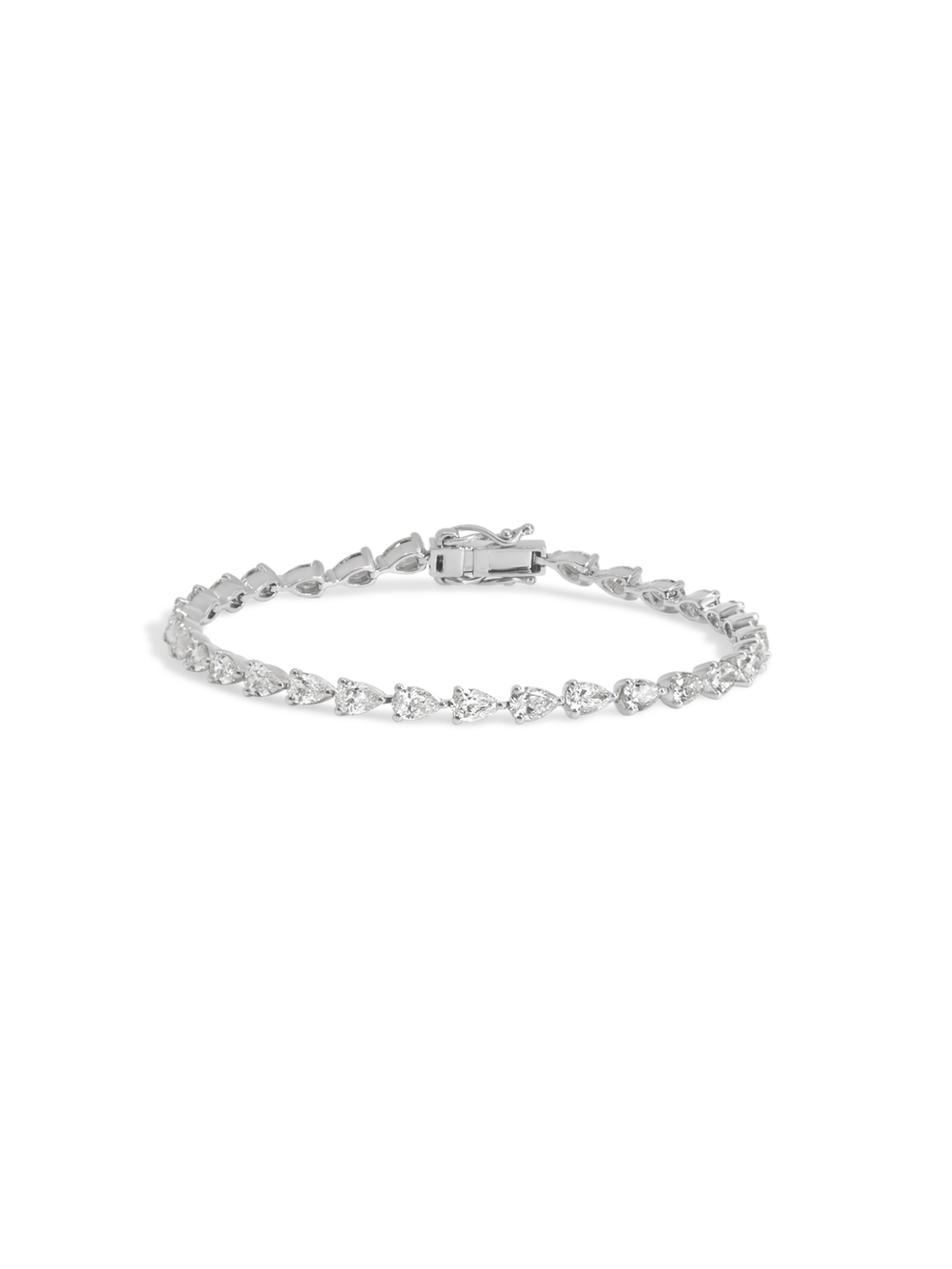 Pear East-West Bracelet - 18K White Gold (Natural Diamond) - View 