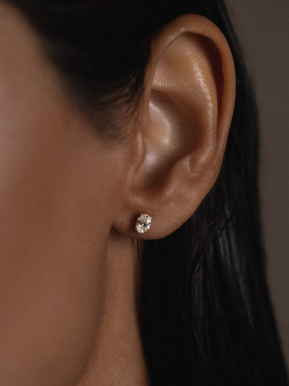 Oval Diamond Studs - View 
