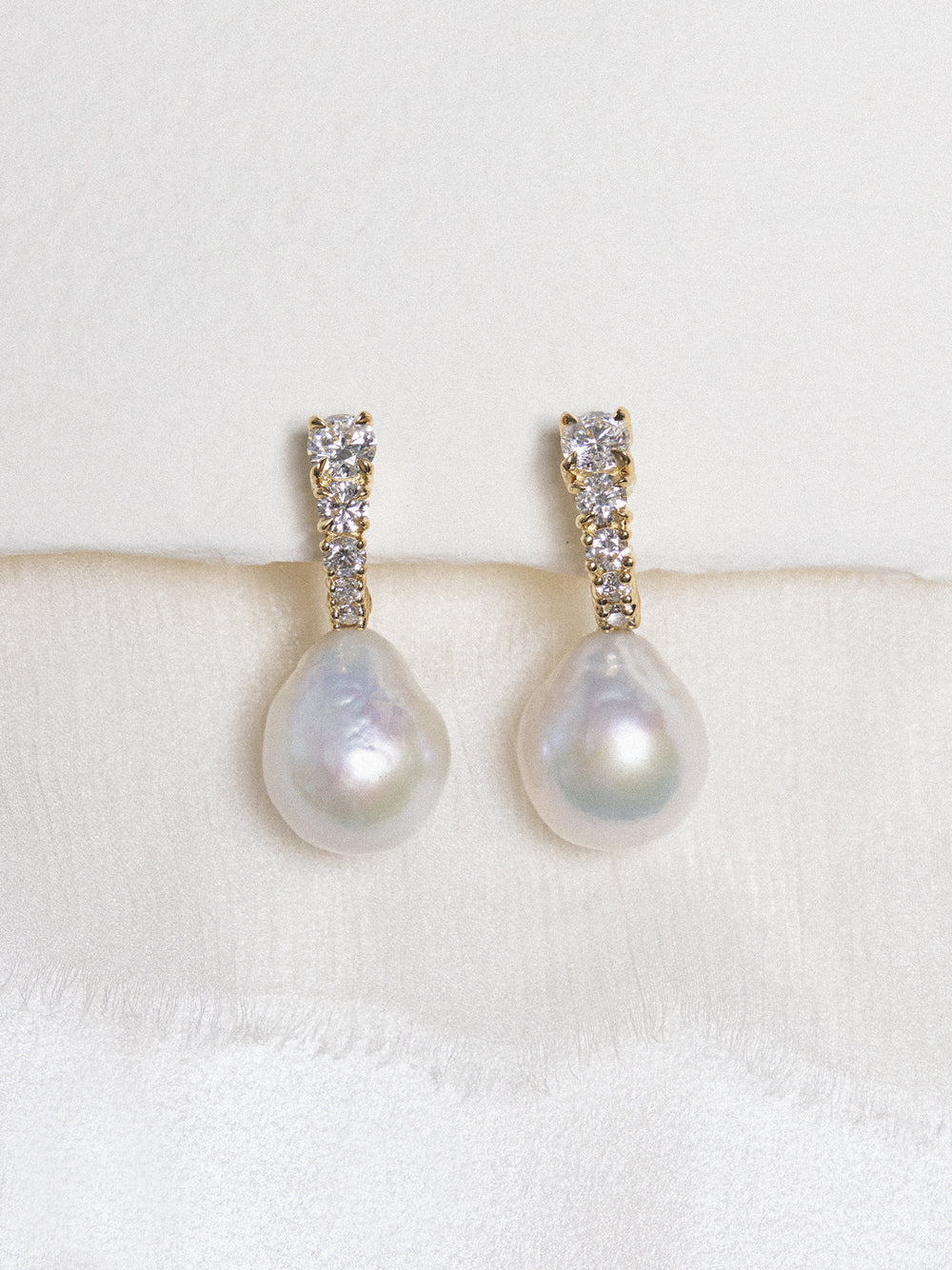 Vermeer Pearl Diamond Earrings - View 