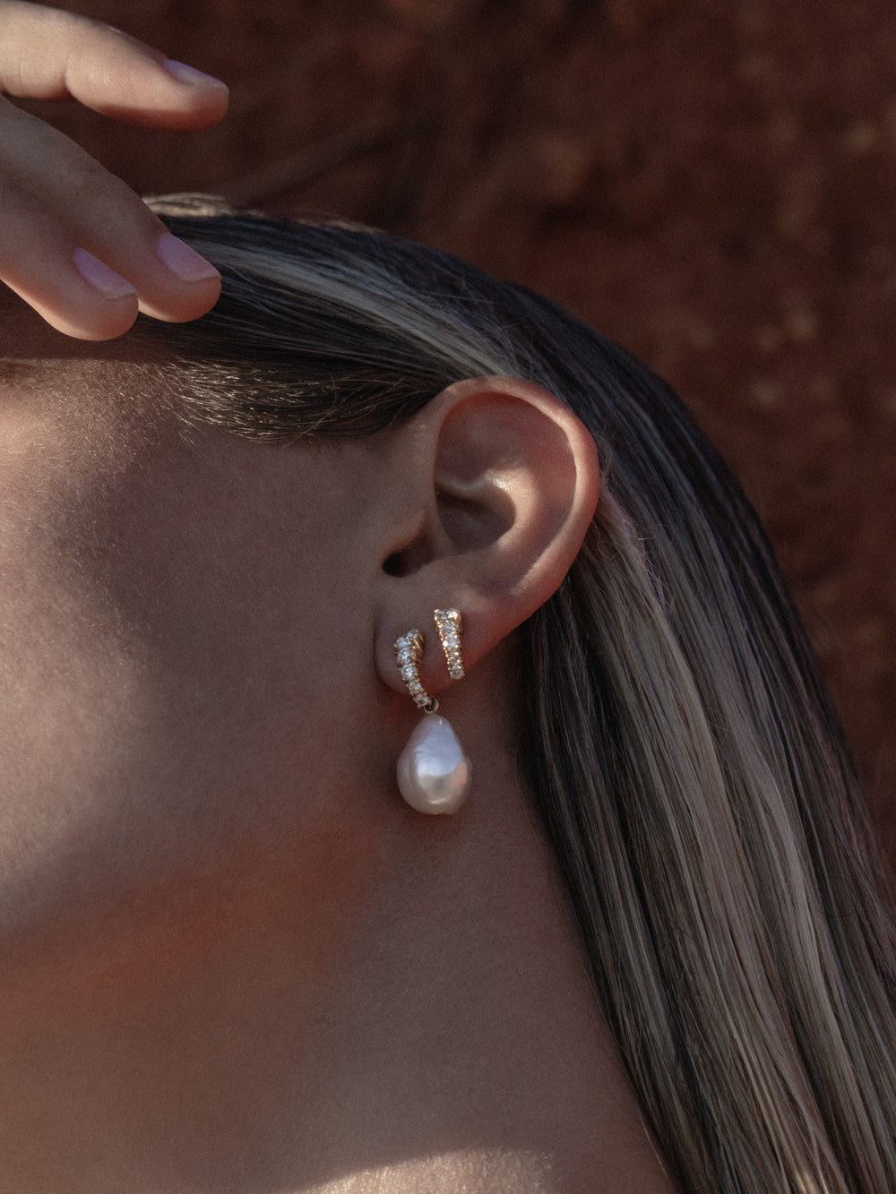 Vermeer Pearl Diamond Earrings - View 