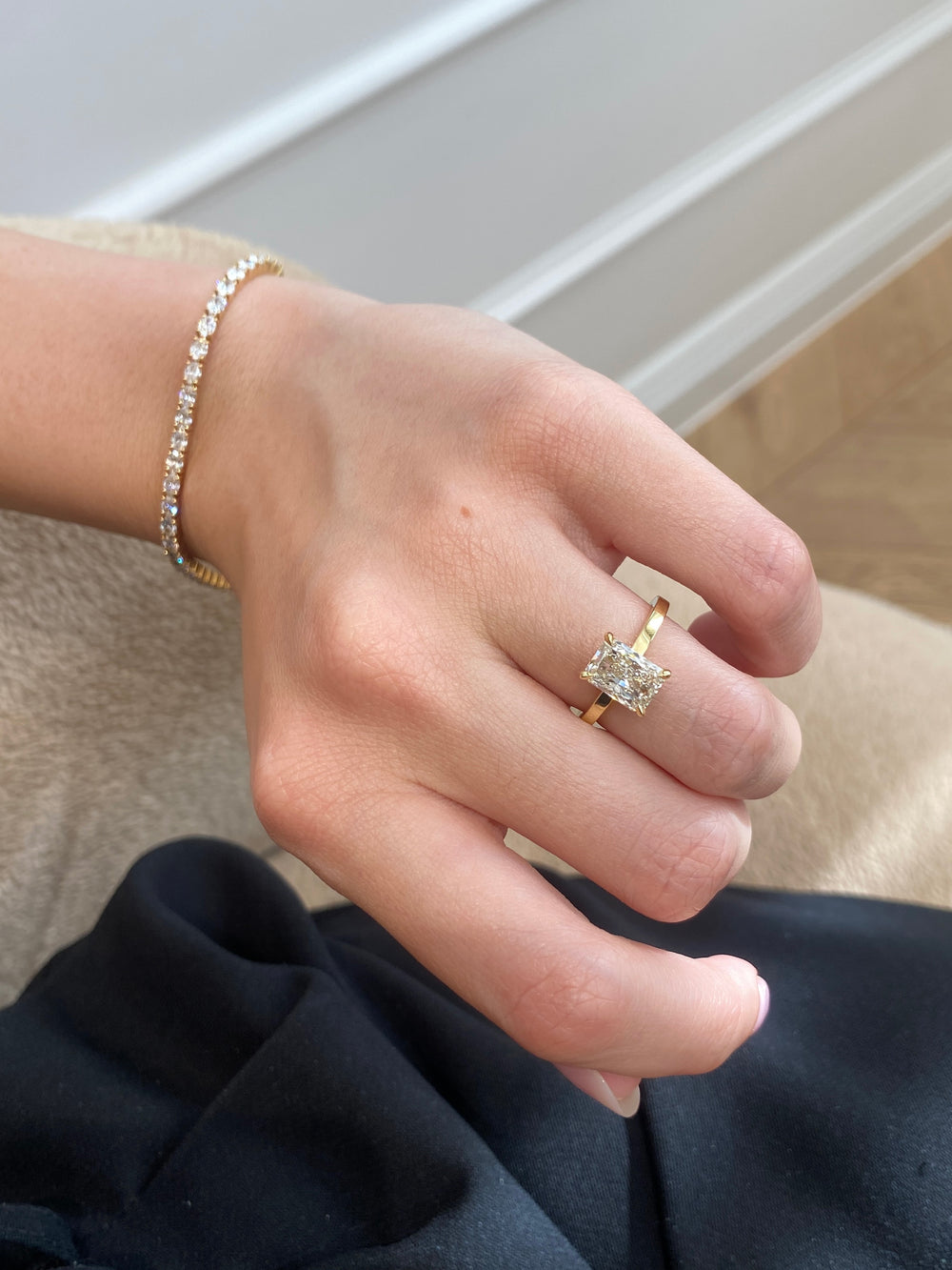 2.00ct Radiant Champagne Ceremonial Solitaire Ring - View 