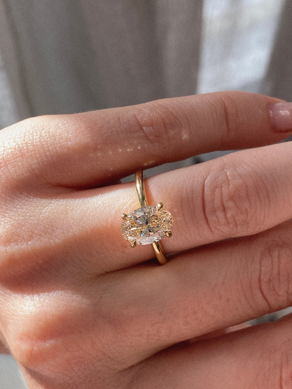 2.00ct Oval Champagne Ceremonial Solitaire Ring - View 