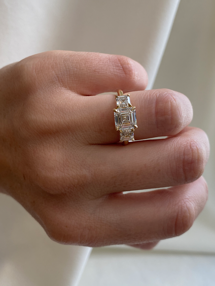2.03ct Asscher Trilogy Ring