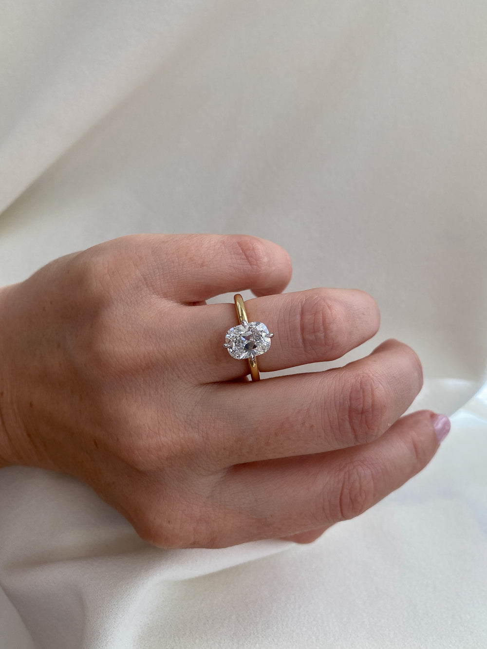 2.14ct Old Mine Cushion Ceremonial Solitaire Ring - View 