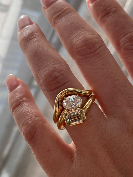 2.27cttw Emerald & Oval Jean Toi et Moi Ring