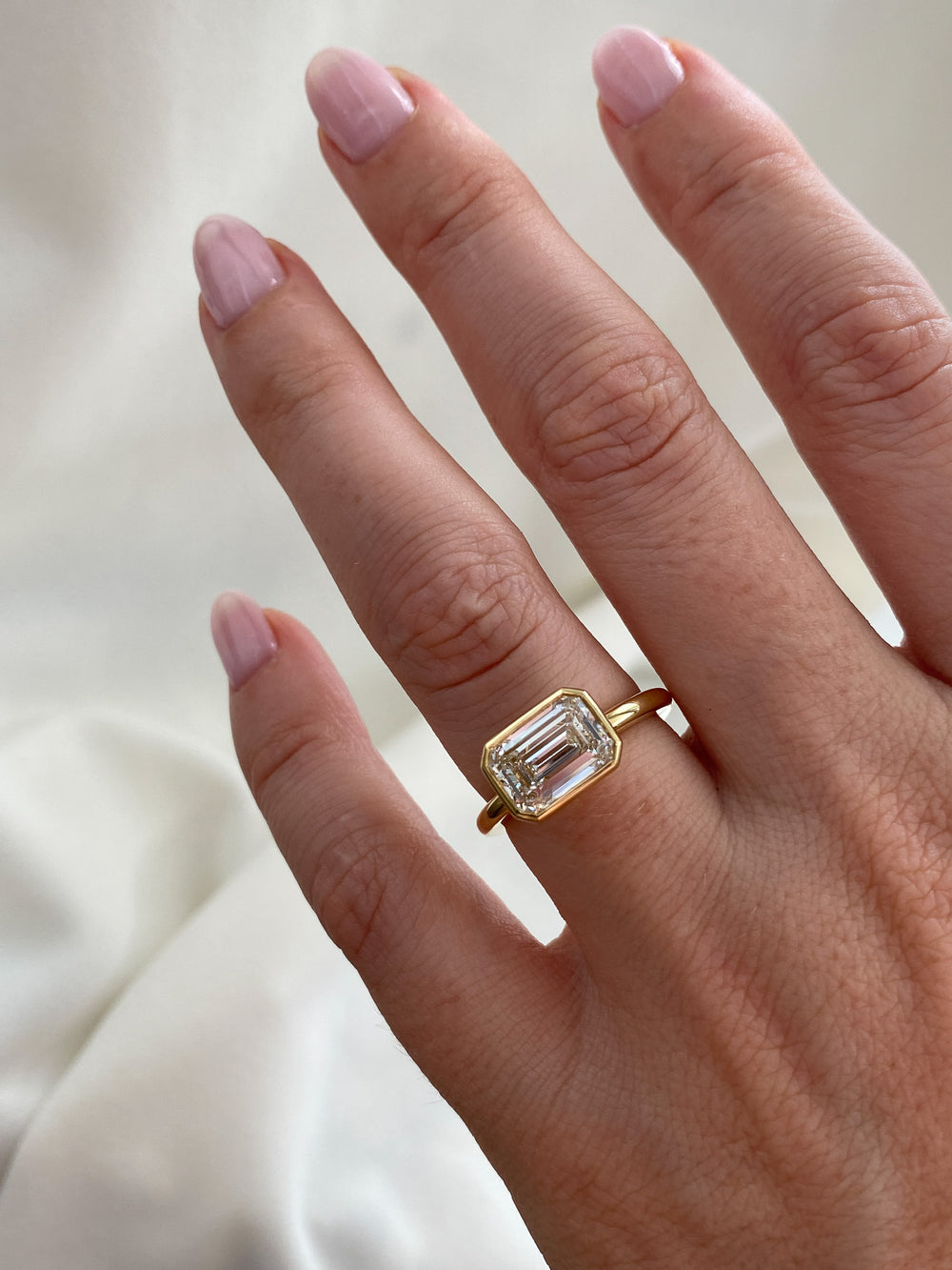 2.50ct Emerald Signature Bezel Solitaire Ring - View 