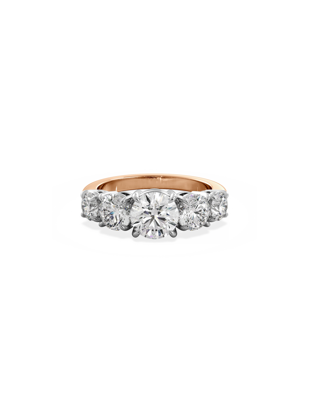 Round Signature Five-Stone Ring - View 