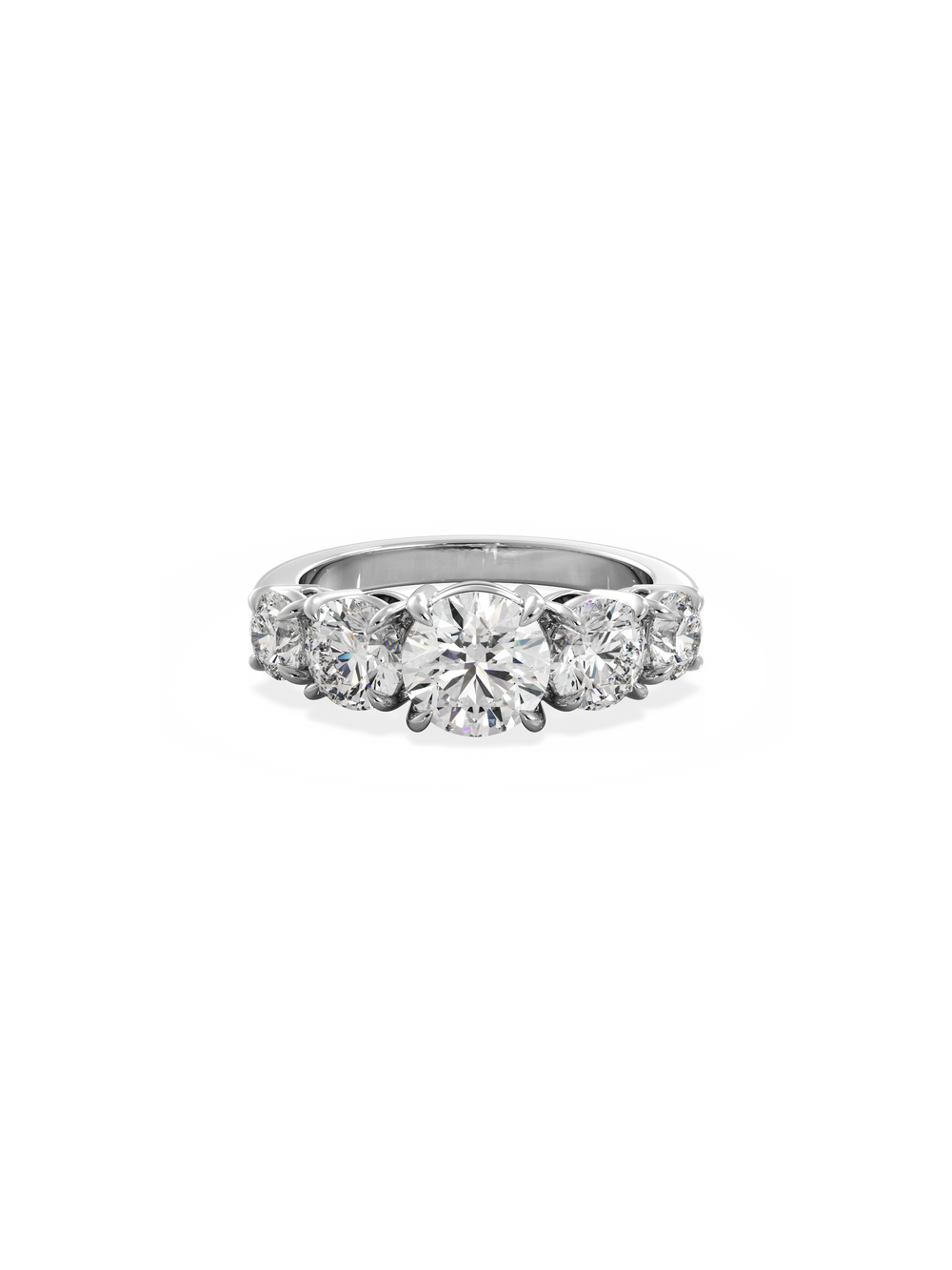 Round Signature Five-Stone Ring - View 