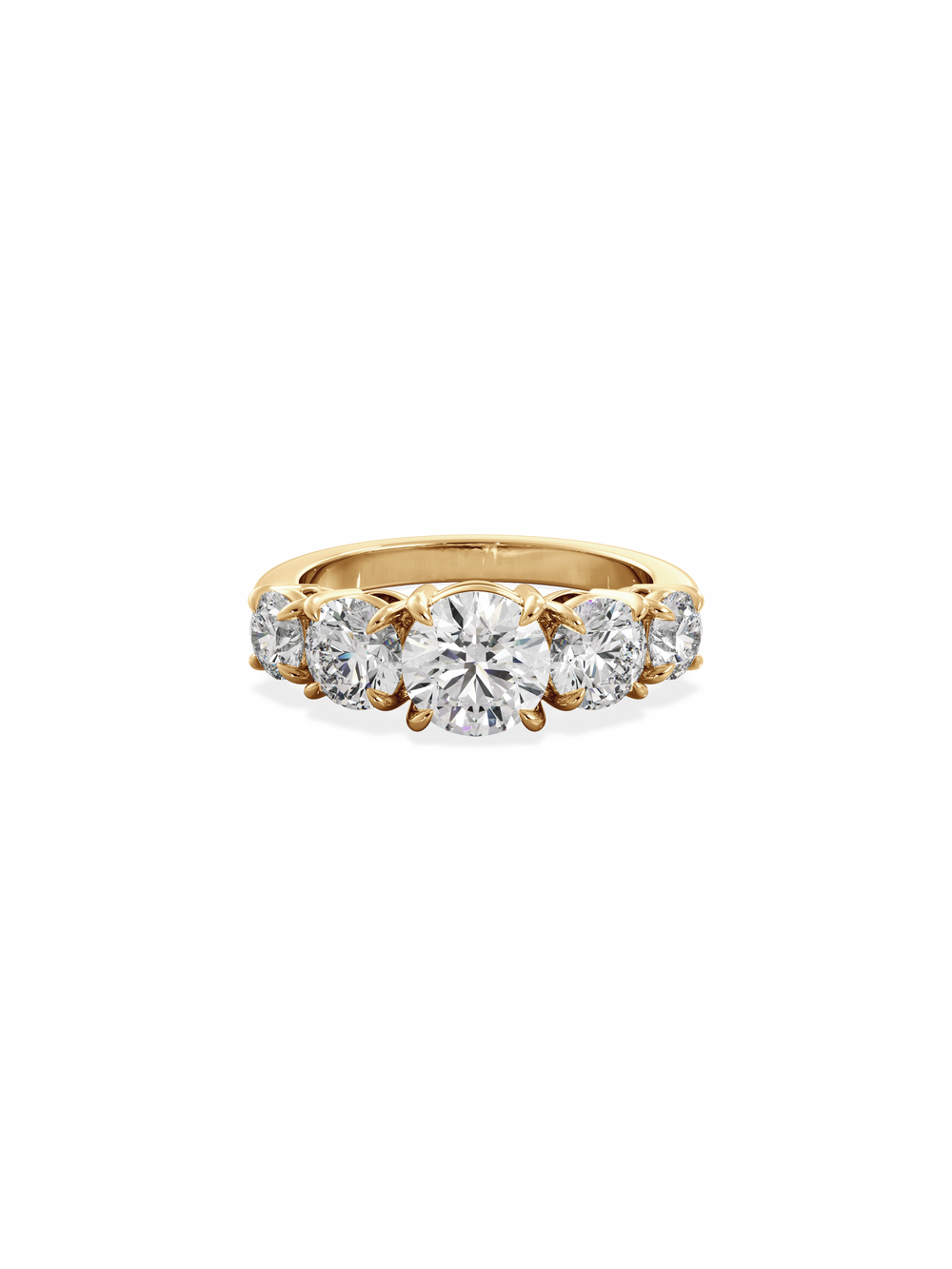 Round Signature Five-Stone Ring - View 