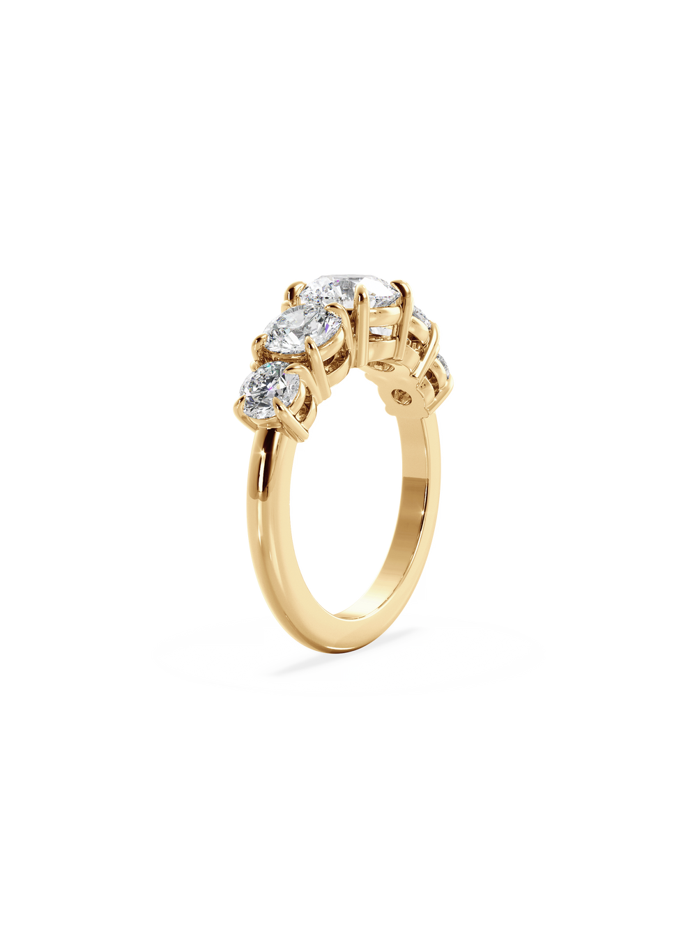 Round Signature Five-Stone Ring - View 