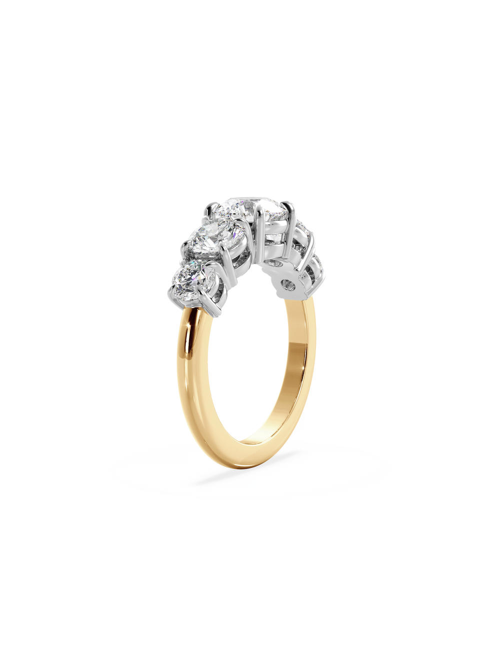 Round Signature Five-Stone Ring - View 