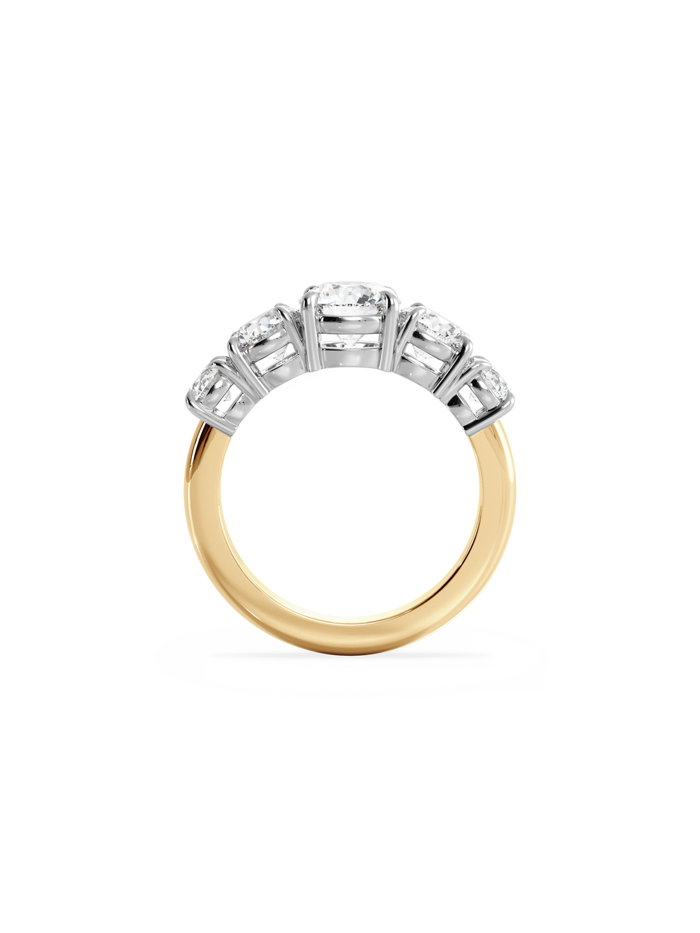 Round Signature Five-Stone Ring - View 