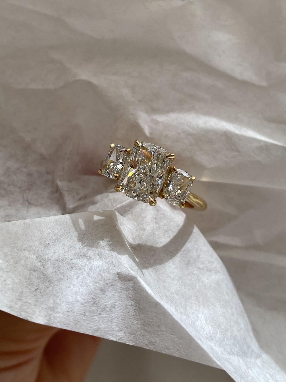 2.51ct Elongated Cushion Trilogy Ring - View 