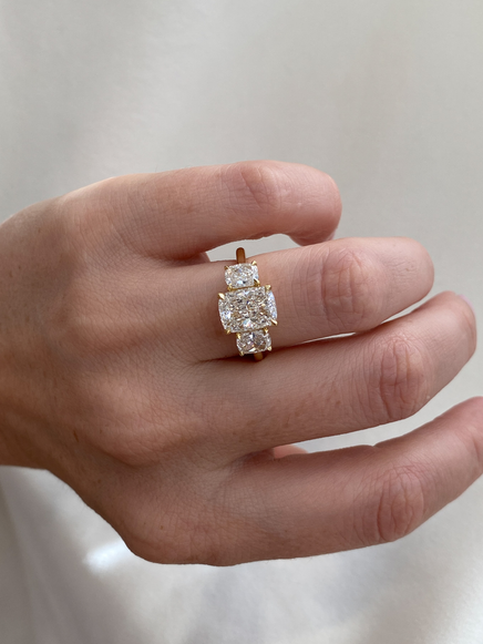 2.51ct Elongated Cushion Trilogy Ring