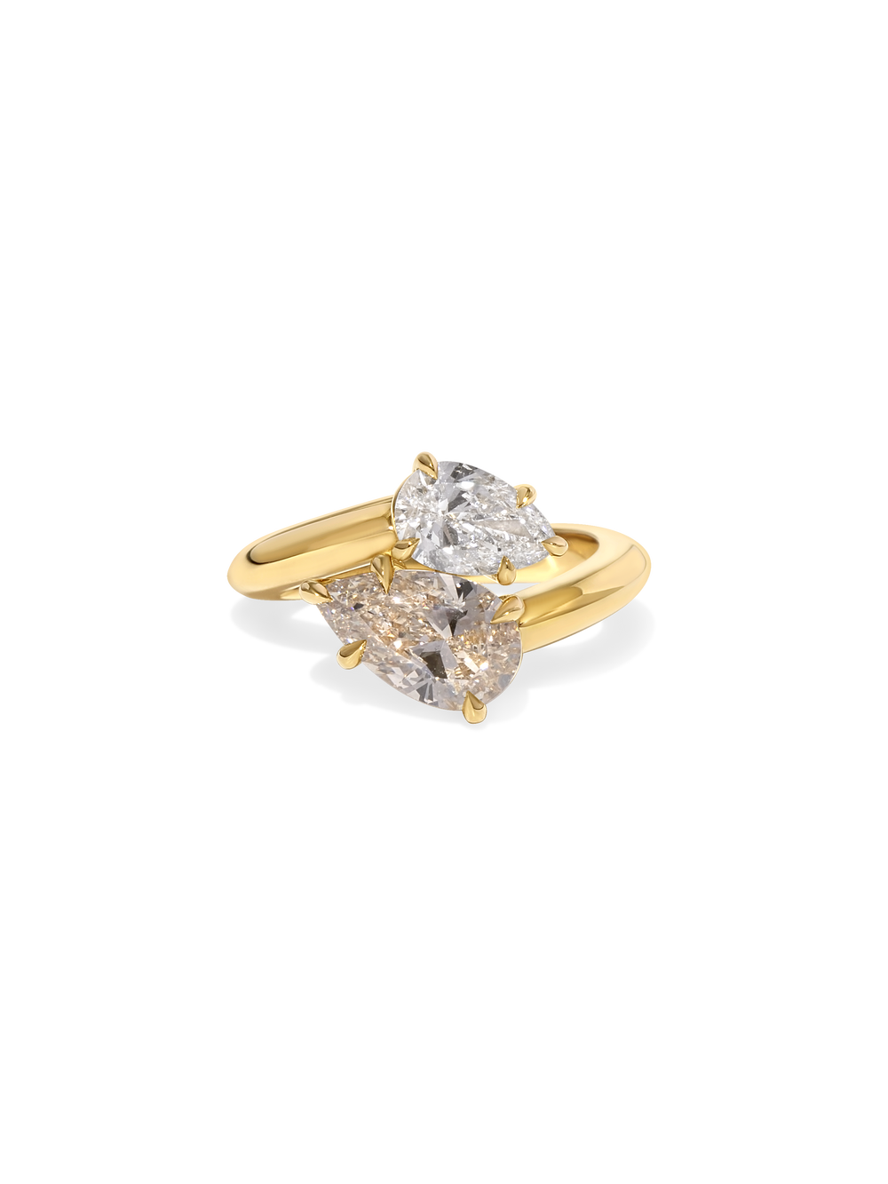 2.60cttw Pear & Pear Champagne Jean Toi et Moi Ring - View 