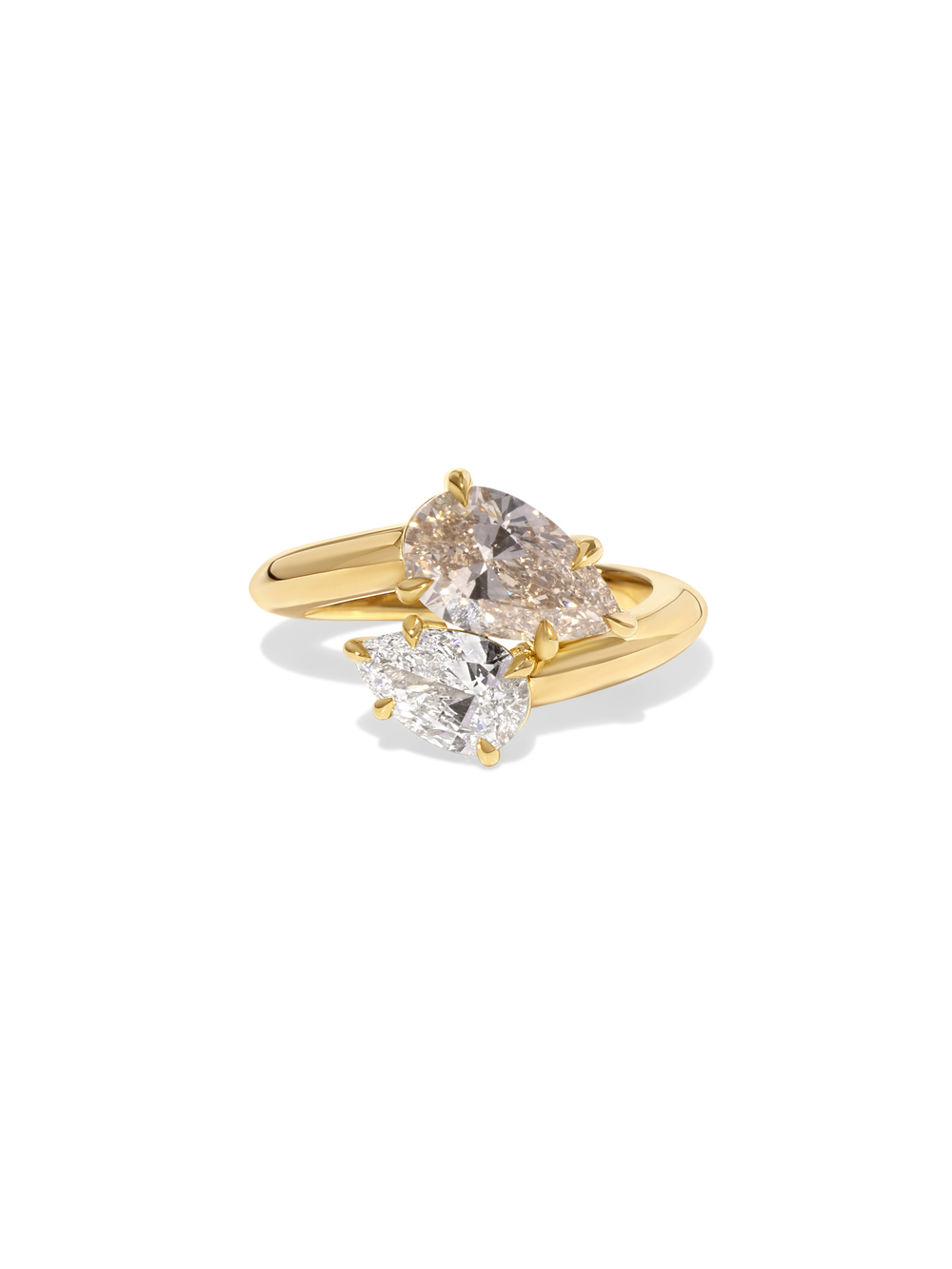 2.60cttw Pear & Pear Champagne Jean Toi et Moi Ring - View 