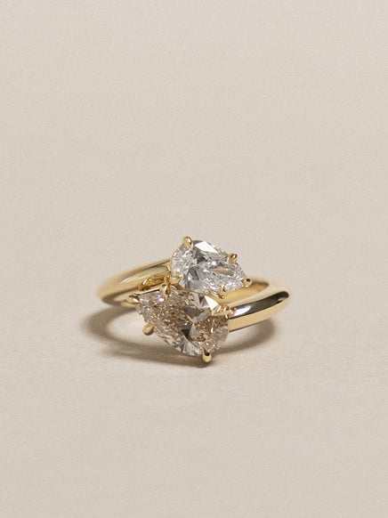 2.60cttw Pear & Pear Champagne Jean Toi et Moi Ring