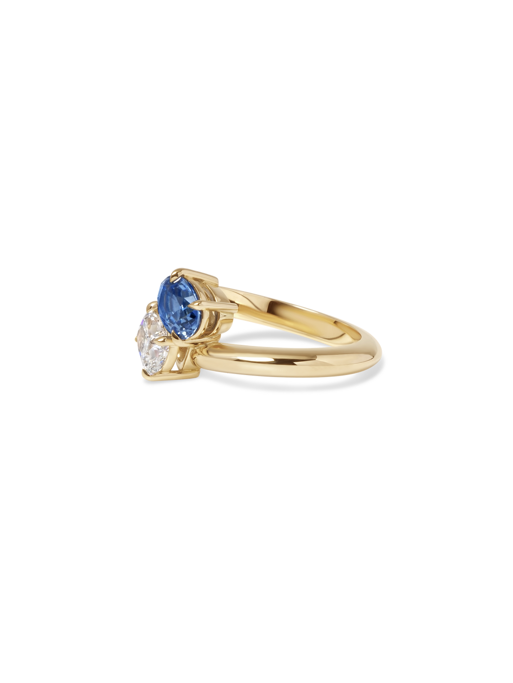 2.82cttw Elongated Cushion & Oval Sapphire Jean Toi et Moi Ring - View 