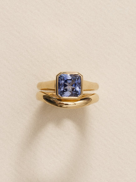 2.90ct Square Radiant Sapphire Bezel Solitaire Ring