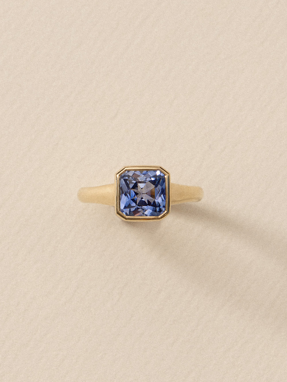 2.90ct Square Radiant Sapphire Bezel Solitaire Ring