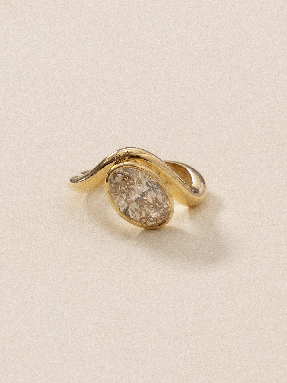 3.03ct Oval Champagne Jean Contour Solitaire Ring