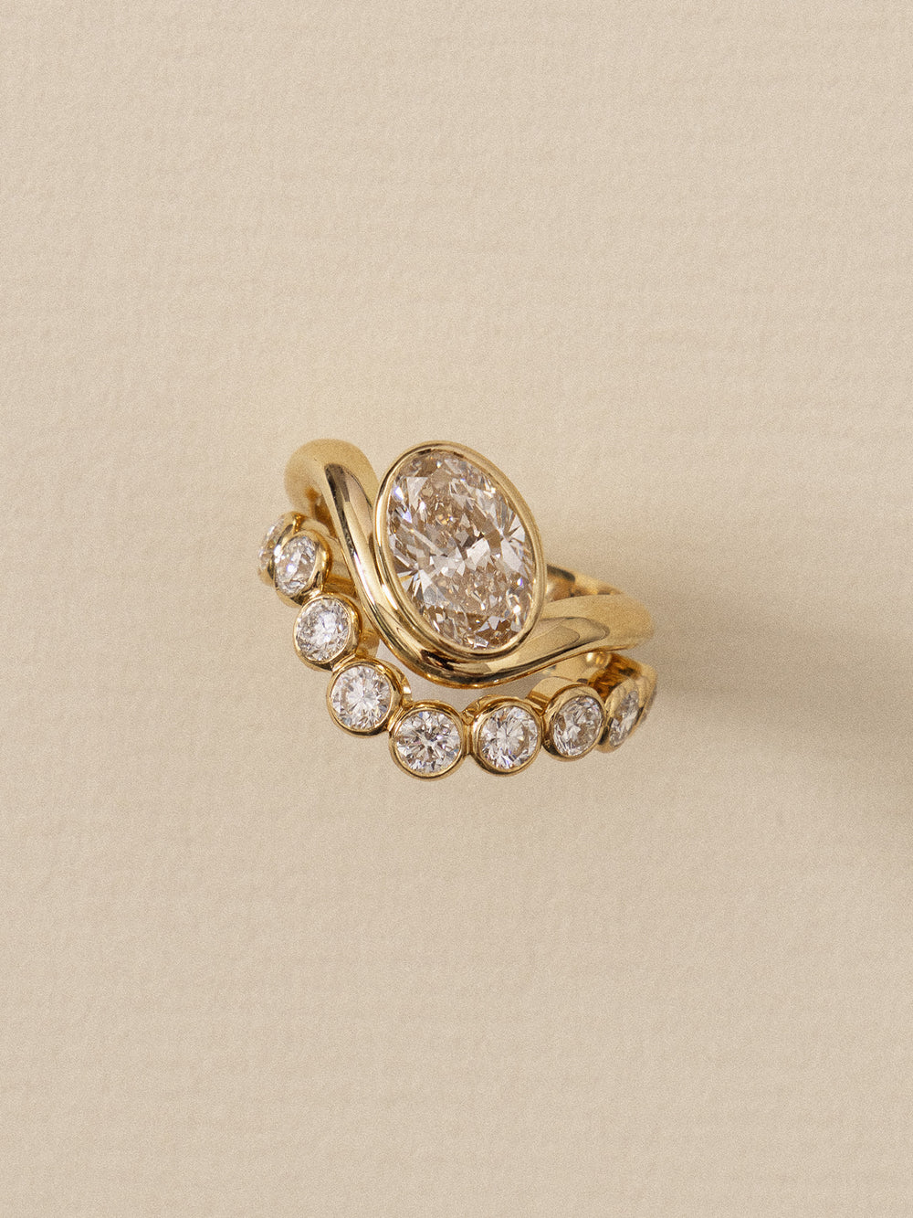 3.03ct Oval Champagne Jean Contour Solitaire Ring