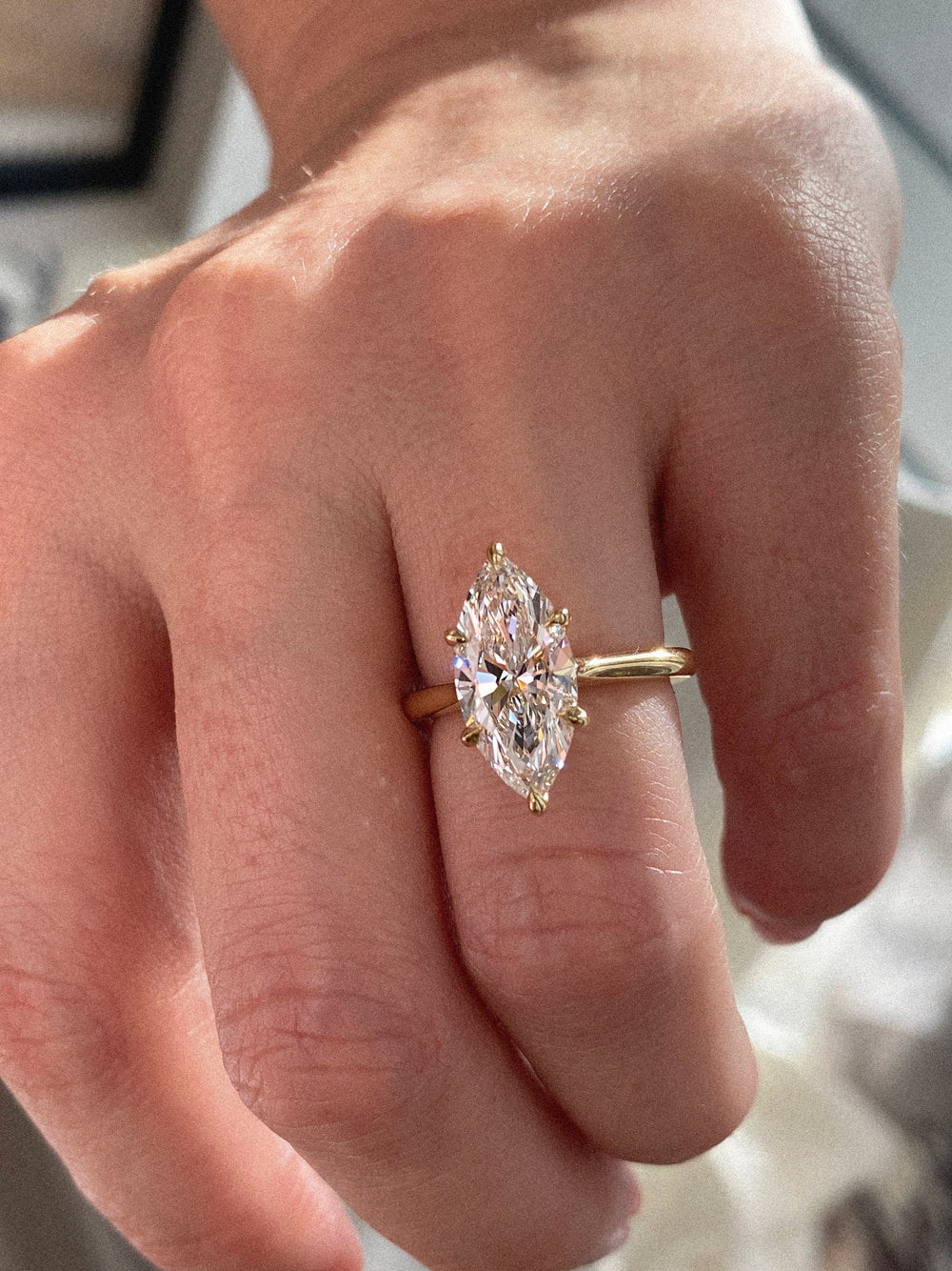 3.03ct Marquise Classic Solitaire Ring - View 