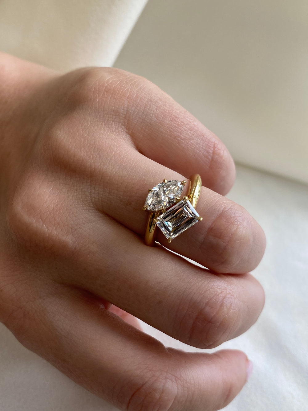 3.21cttw Marquise & Radiant Jean Toi et Moi Ring - View 